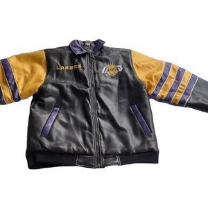 Vintage Los Angeles Lakers NBA Leather Jacket Women’s Sz XL Logo Athletic RARE